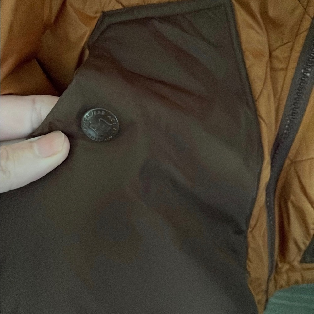 Rocawear Jacket ROC Denim Corp Brown Quilted Puffer Color Block Large Size 3 - Picture 5 of 12